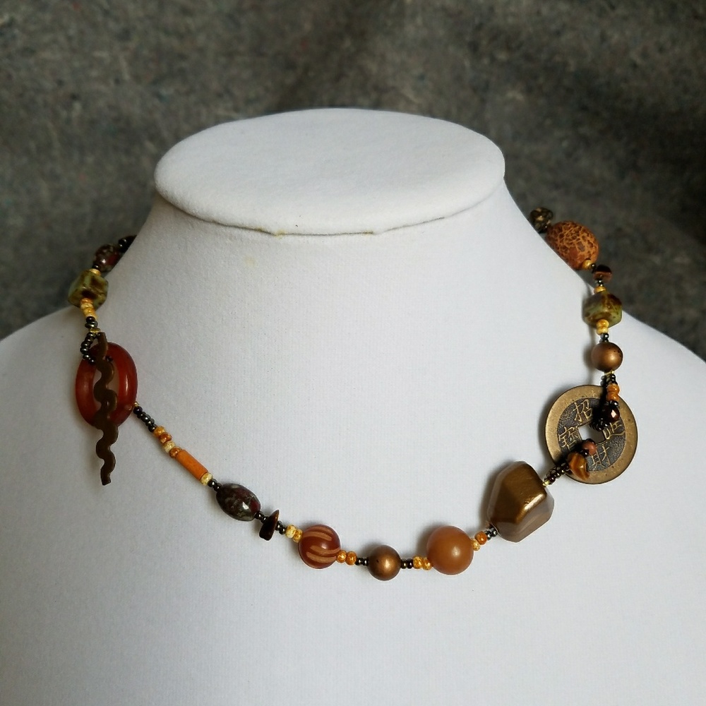 Quirky handmade necklace-mixed media